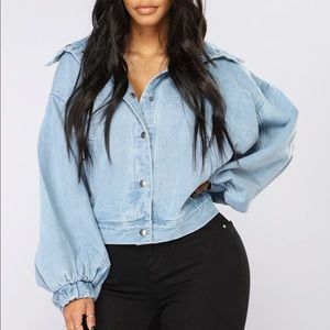 Fashion Nova Trixie Girl Denim Jacket -Medium Wash